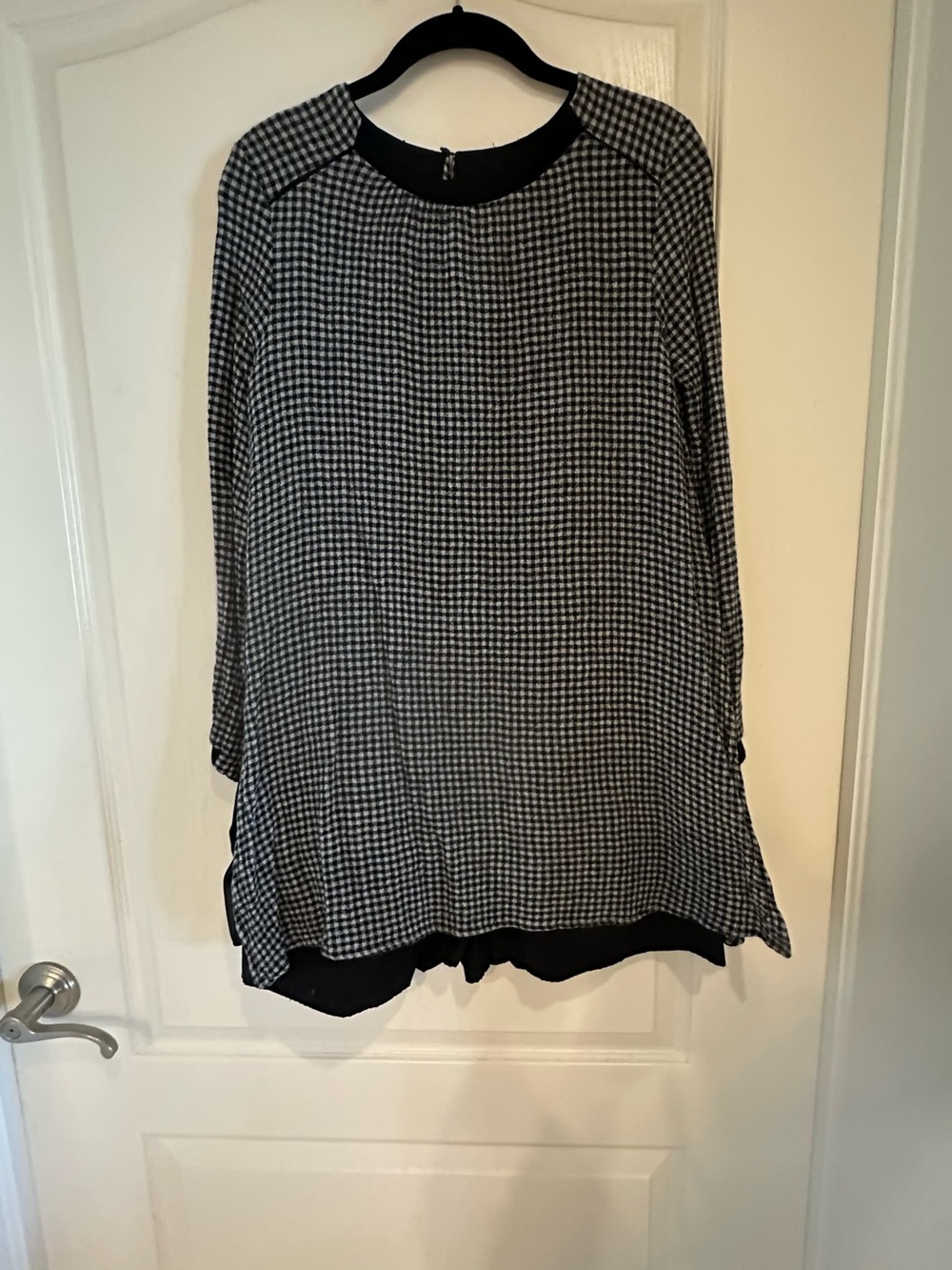 Zara Black and White Check Tunic Top